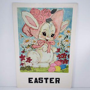 Vintage 1968 Classroom Poster Atrelle Dill Roberta Ross Easter Bunny Holiday